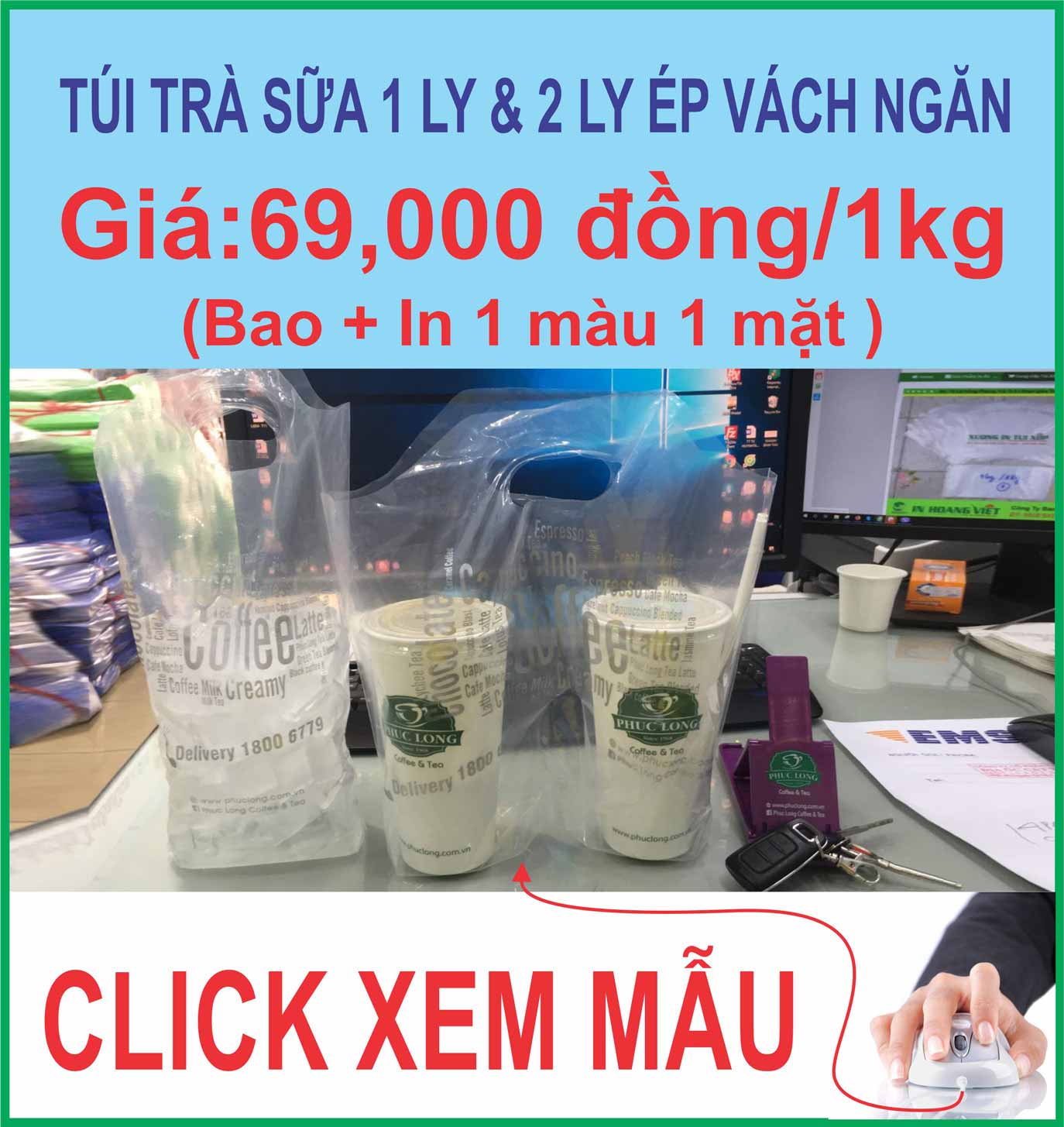 IN TÚI TRÀ SỮA 1LY & 2 LY VÁCH NGĂN