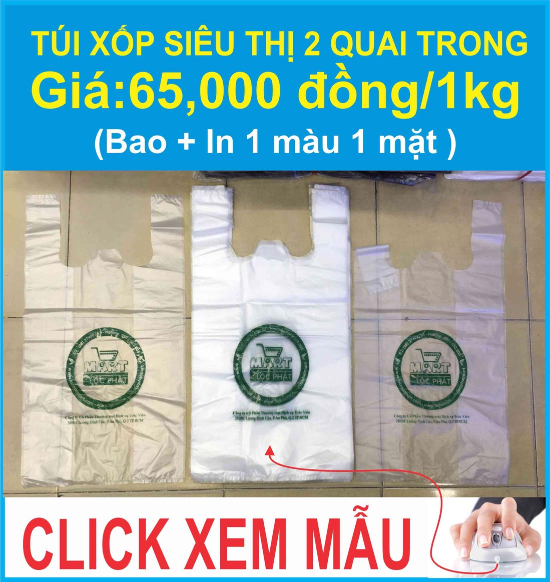 IN TÚI XỐP 2 QUAI SIÊU THỊ