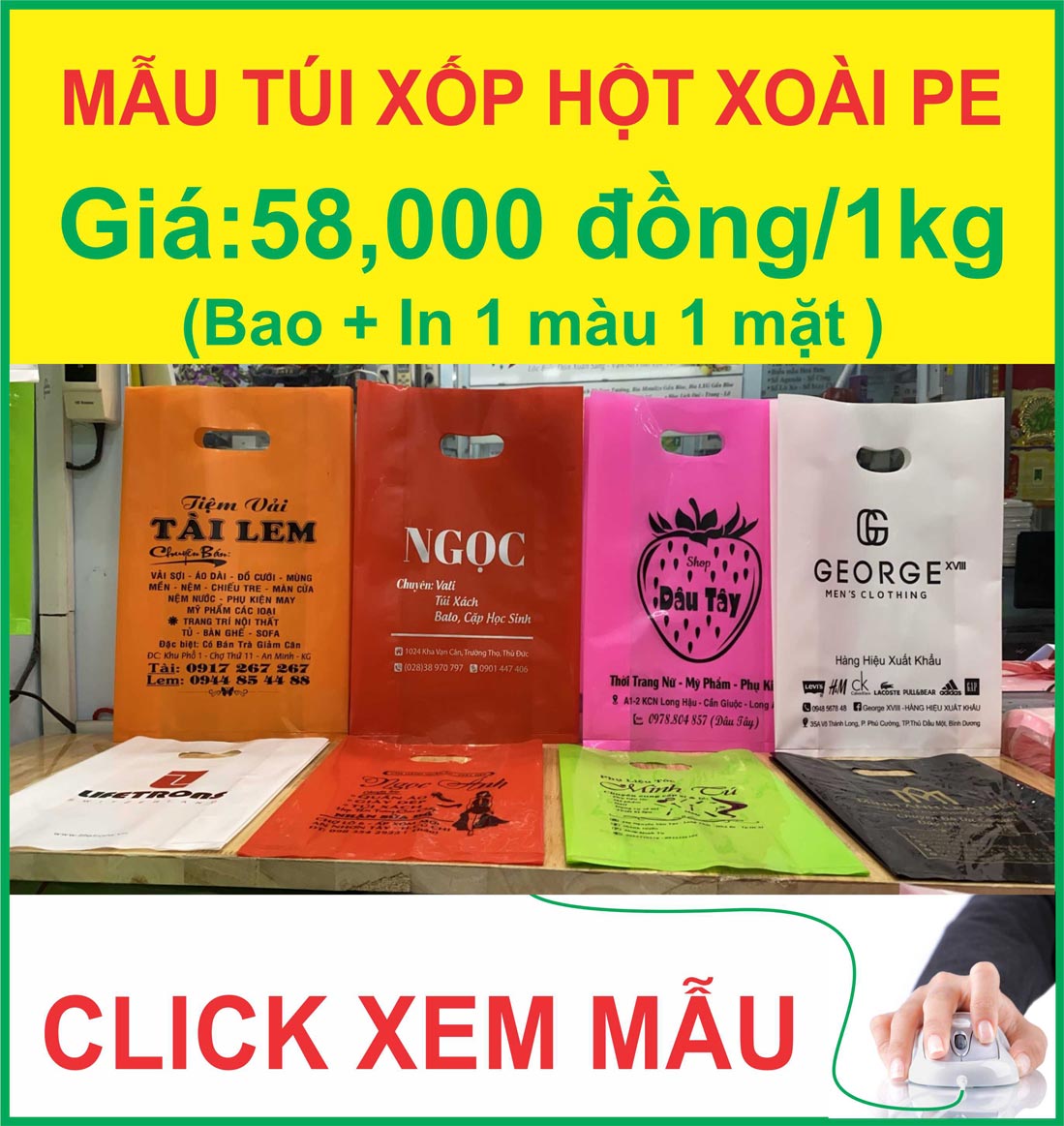 IN TÚI XỐP HỘT XOÀI PE