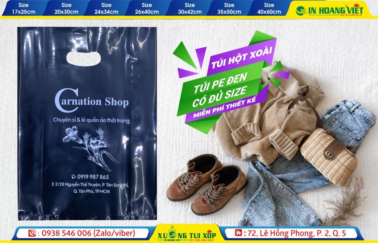 In Túi Hột Xoài PE 17 Tui Xoai PE Den in 1 mau 1 mat carnation shop