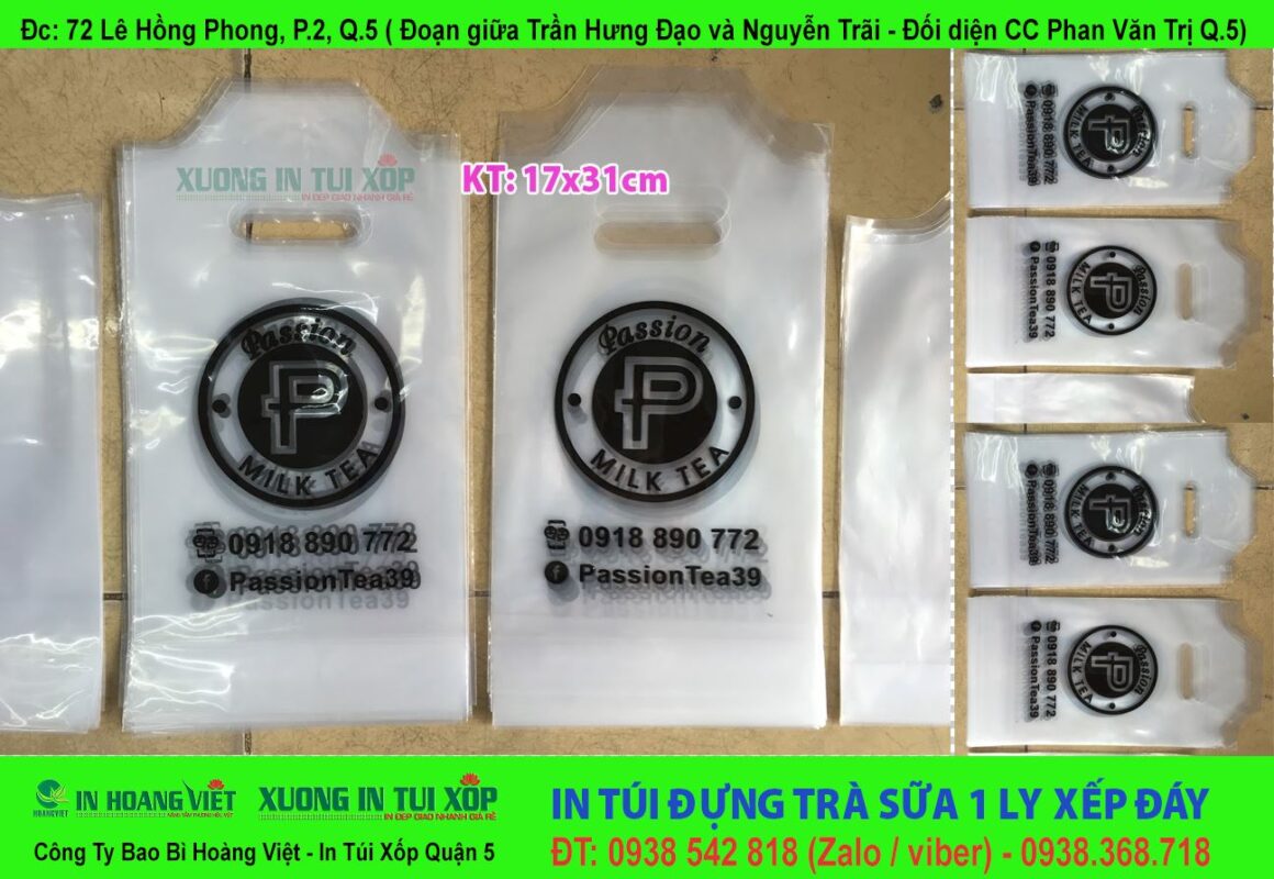 In Túi Trà Sữa Đựng 1Ly 13 In Túi Trà Sữa Đựng 1 Ly XẾP ĐÁY Passion Milk Tea