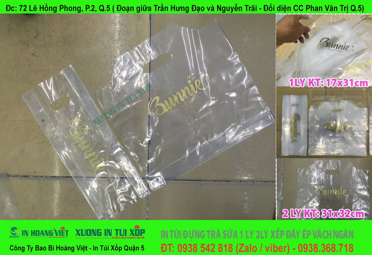 In Túi Trà Sữa Đựng 2Ly 8 In Túi Trà Sữa Đựng 2 Ly Vách Ngăn- Bunnie Tea Coffee