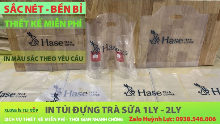In Túi Trà Sữa Đựng 2Ly Vách Ngăn