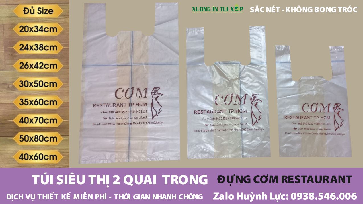 In Túi Siêu Thị 2 Quai Trong 13 In Túi Siêu Thị 2 Quai Trong - ĐỰNG CƠM RESTAURANT