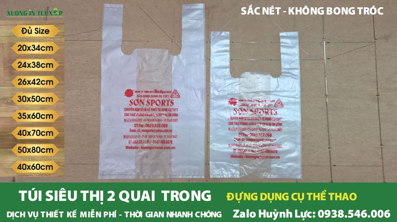 In Túi Siêu Thị 2 Quai Trong 10 In Túi Siêu Thị 2 Quai Trong - DỤNG CỤ TDTT SƠN SPORTS